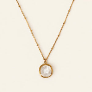 Colgante Cristal cuadrado dorado.