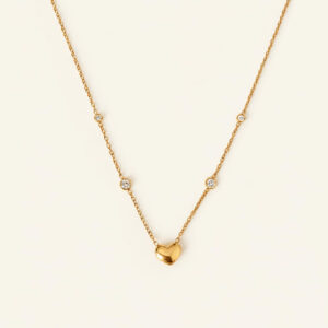 Collar Corazón y Brillos dorado.