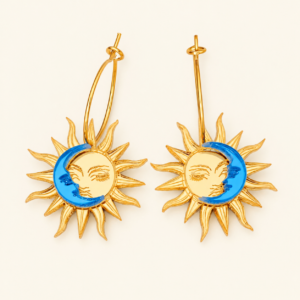 Pendientes Sol y Luna caras.